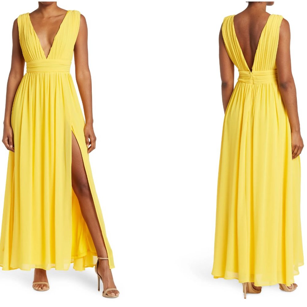 Nordstrom Love by Design Yellow Plunging V-Neck Maxi Dress [XS; Never Worn]